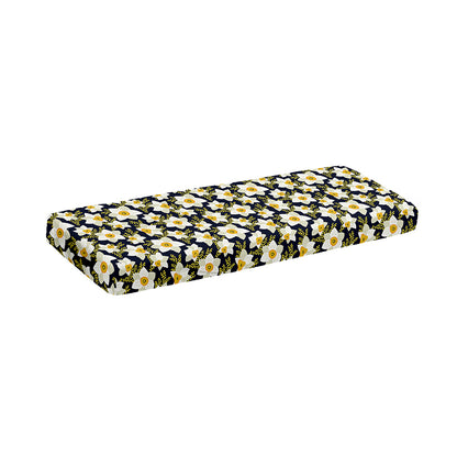 White Daffodil Flower Pattern Print Piano Keyboard Cover