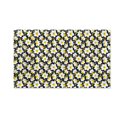 White Daffodil Flower Pattern Print Polyester Flag