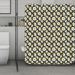 White Daffodil Flower Pattern Print Polyester Shower Curtain