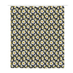 White Daffodil Flower Pattern Print Polyester Shower Curtain