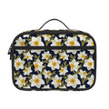 White Daffodil Flower Pattern Print Portable Lunch Bag