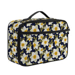 White Daffodil Flower Pattern Print Portable Lunch Bag