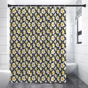 White Daffodil Flower Pattern Print Premium Shower Curtain