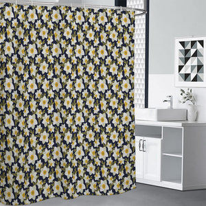 White Daffodil Flower Pattern Print Premium Shower Curtain