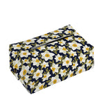 White Daffodil Flower Pattern Print Rectangle Tissue Box Cover