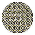 White Daffodil Flower Pattern Print Round Floor Mat