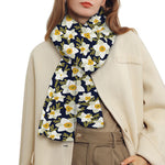 White Daffodil Flower Pattern Print Scarf