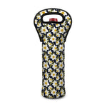 White Daffodil Flower Pattern Print Single Neoprene Wine Tote