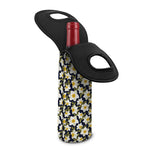 White Daffodil Flower Pattern Print Single Neoprene Wine Tote