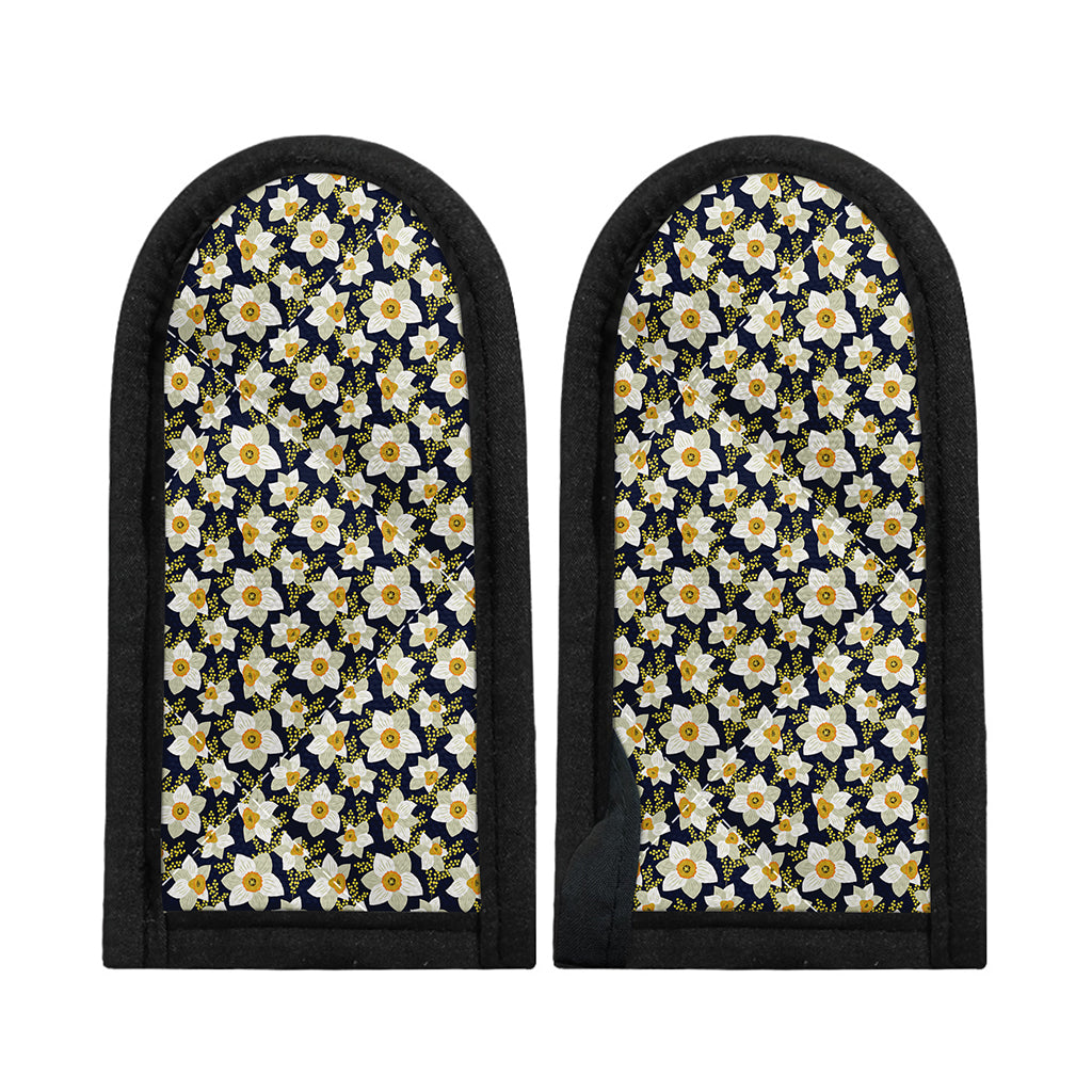 White Daffodil Flower Pattern Print Skillet Handle Cover