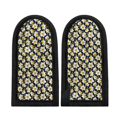 White Daffodil Flower Pattern Print Skillet Handle Cover