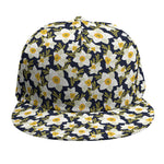 White Daffodil Flower Pattern Print Snapback Cap