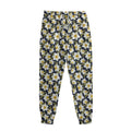 White Daffodil Flower Pattern Print Sweatpants