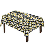 White Daffodil Flower Pattern Print Tablecloth