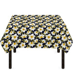 White Daffodil Flower Pattern Print Tablecloth