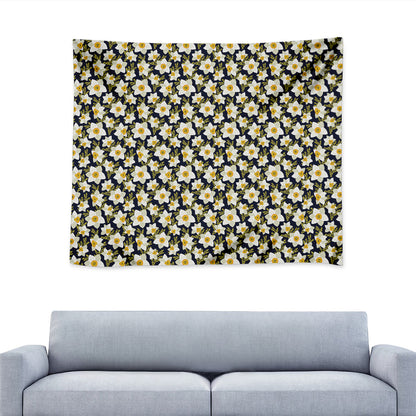 White Daffodil Flower Pattern Print Tapestry