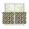 White Daffodil Flower Pattern Print Tier Curtains