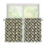 White Daffodil Flower Pattern Print Tier Curtains