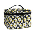 White Daffodil Flower Pattern Print Travel Makeup Bag