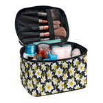 White Daffodil Flower Pattern Print Travel Makeup Bag