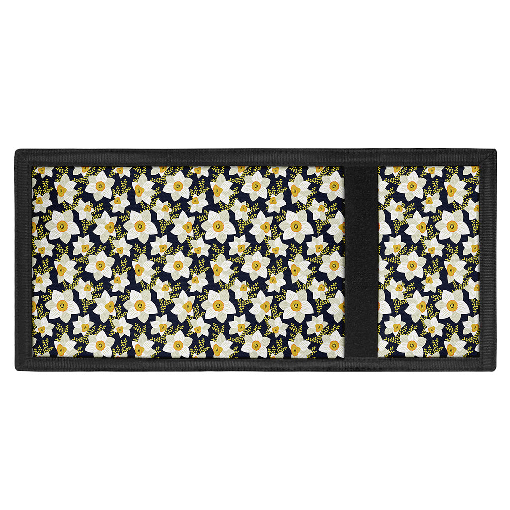 White Daffodil Flower Pattern Print Trifold Wallet