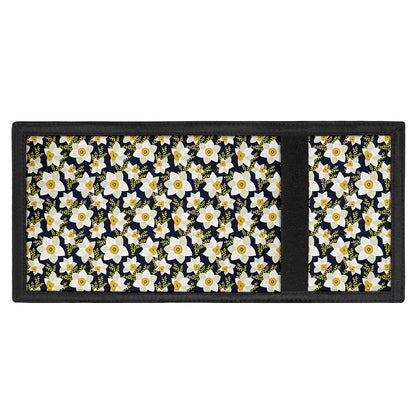 White Daffodil Flower Pattern Print Trifold Wallet