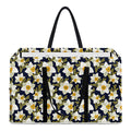 White Daffodil Flower Pattern Print Utility Tote Bag