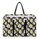 White Daffodil Flower Pattern Print Utility Tote Bag