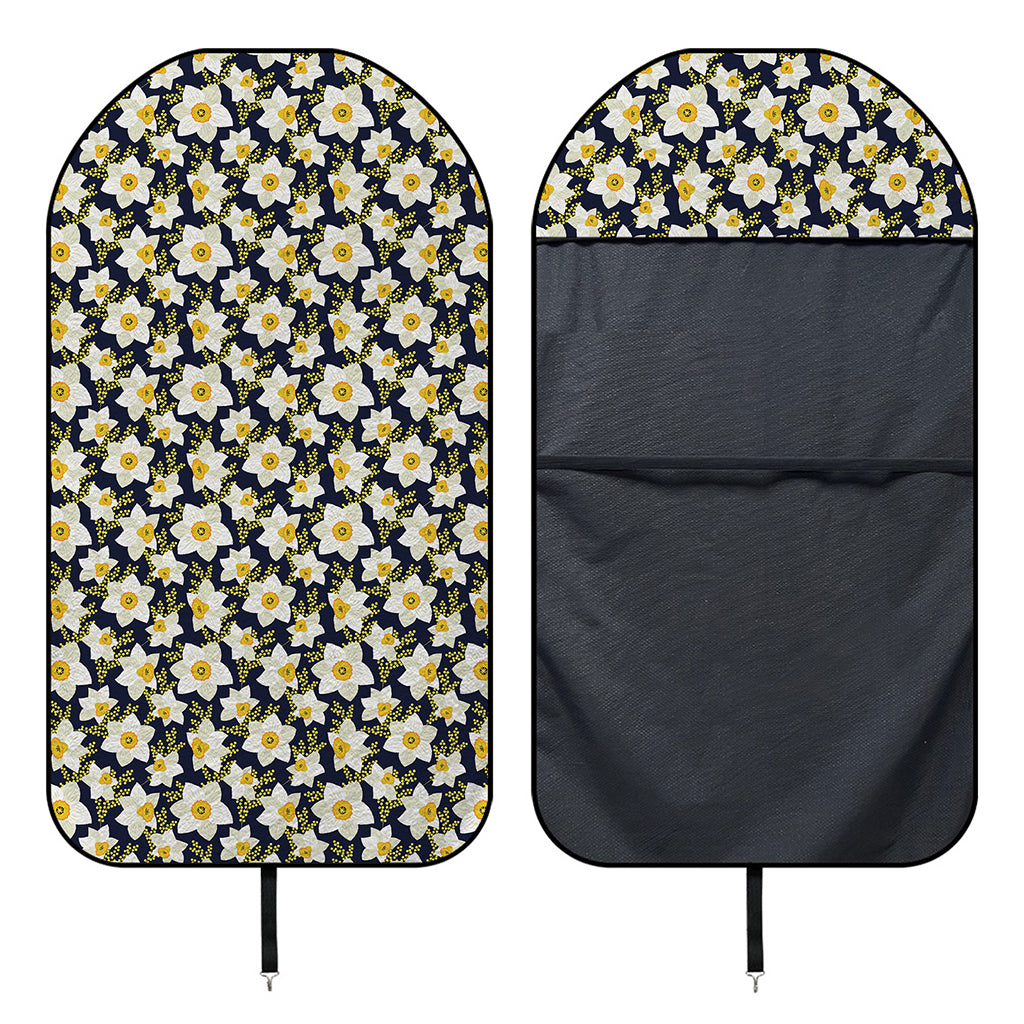 White Daffodil Flower Pattern Print Waterproof Car Seat Cover