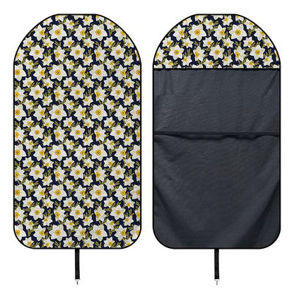 White Daffodil Flower Pattern Print Waterproof Car Seat Cover