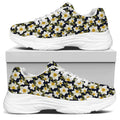 White Daffodil Flower Pattern Print White Chunky Shoes