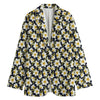 White Daffodil Flower Pattern Print Women's Blazer