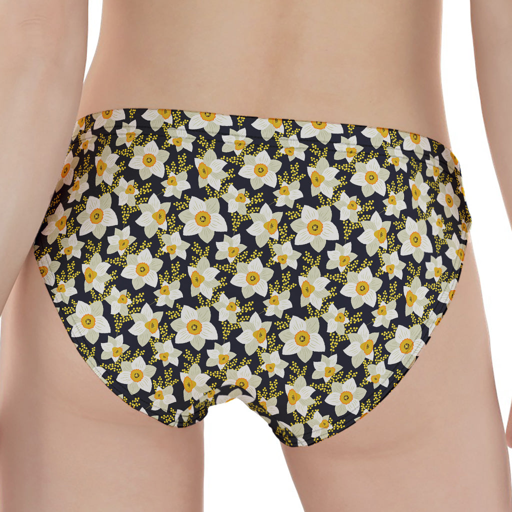 White Daffodil Flower Pattern Print Women's Panties