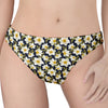 White Daffodil Flower Pattern Print Women's Thong