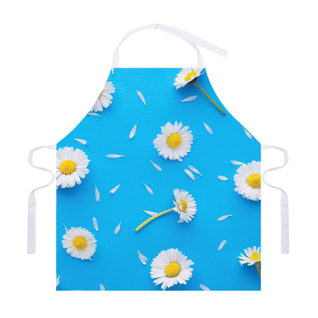 White Daisy Flower Print Adjustable Apron