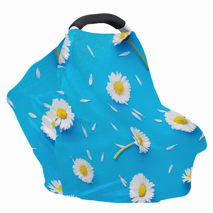 White Daisy Flower Print Baby Seat Cover