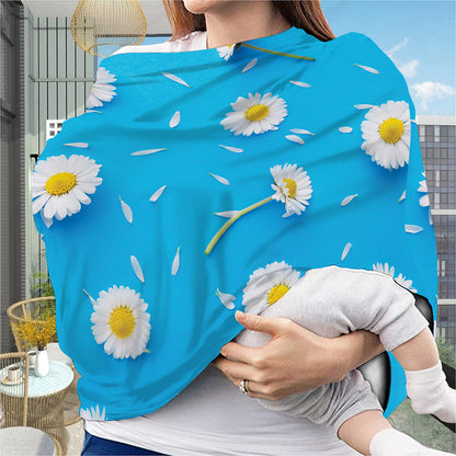 White Daisy Flower Print Baby Seat Cover