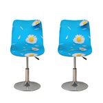 White Daisy Flower Print Bar Stool Covers