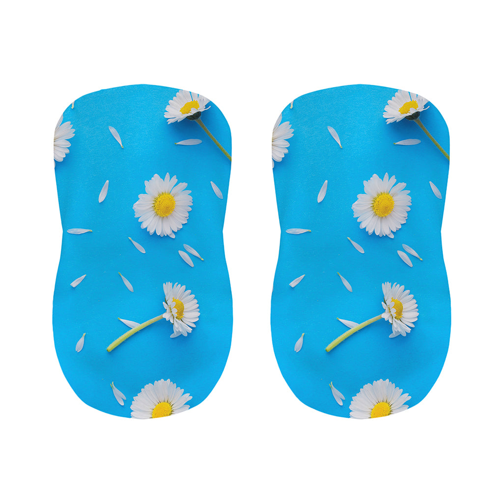 White Daisy Flower Print Bar Stool Covers
