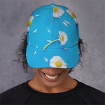 White Daisy Flower Print Baseball Cap