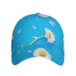 White Daisy Flower Print Baseball Cap