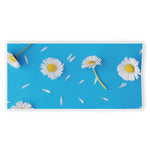 White Daisy Flower Print Beach Towel