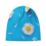 White Daisy Flower Print Beanie