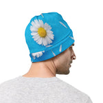 White Daisy Flower Print Beanie