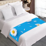 White Daisy Flower Print Bed Runner