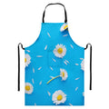 White Daisy Flower Print Bib Apron With Pocket