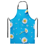 White Daisy Flower Print Bib Apron With Pocket