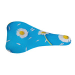 White Daisy Flower Print Bicycle Seat Cover