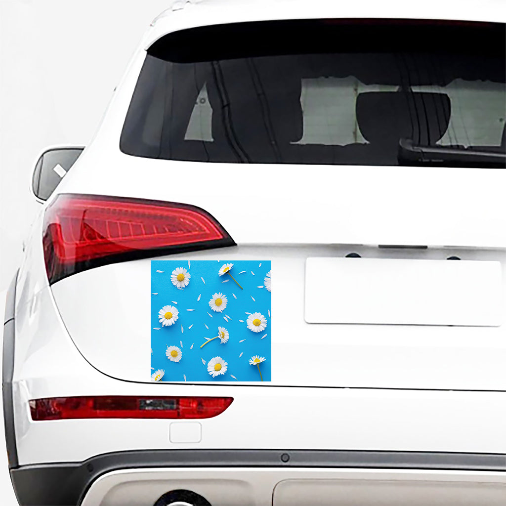 White Daisy Flower Print Car Sticker