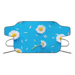 White Daisy Flower Print Car Windshield Snow Cover